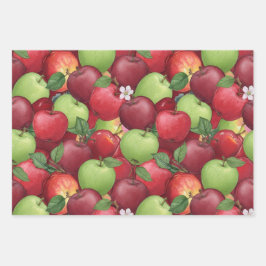Aquarel Rood, Groen en Granny Smith Appel Inpakpapier Vel