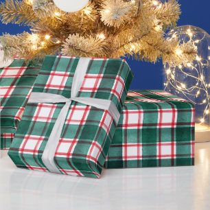 Aquarel Rood Groen Kerstmis Schotse ruit Kerstmis Cadeaupapier
