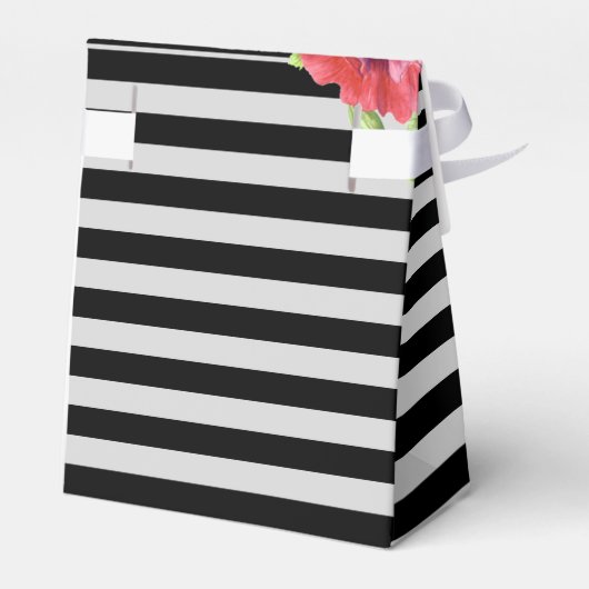 Aquarel Rood Poppies Roze Roze Strepen Bruiloft Bedankdoosjes (Achterkant)