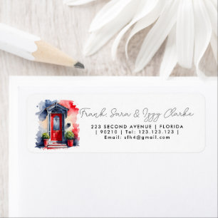 aquarel rood zwart voordeur elegante bruiloft etiket