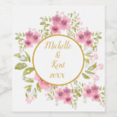 Aquarel Roze Anemone Bloemen Wijn Label Wijn Etiket (Enkel label)