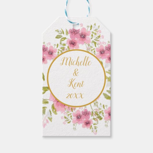 Aquarel Roze Anemone Floral Gift Label Cadeaulabel (Voorkant)