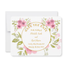 Aquarel Roze Anemone Floral Save The Date