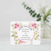 Aquarel Roze Anemone Floral Save The Date Kaart (Staand voorkant)