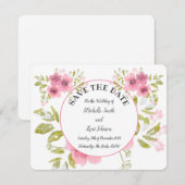 Aquarel Roze Anemone Floral Save The Date Kaart (Voorkant / Achterkant)