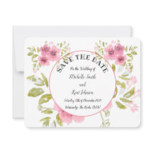 Aquarel Roze Anemone Floral Save The Date