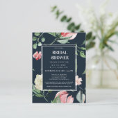 AQUAREL ROZE BLOEMEN BRUIDSSCHOONPARTY UITNODIGING (Staand voorkant)