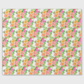 Aquarel roze bloemen op wit cadeaupapier (Vlak)