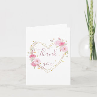 Aquarel Roze Bloemhart Bedankt