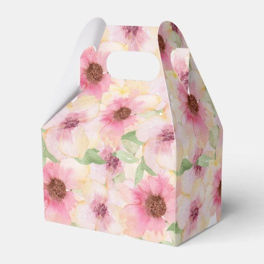Aquarel Roze Bloemige Dank Je Bedankdoosjes (Achterkant)