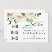 Aquarel Roze Blush Bloemen Bruiloft Handschrift Save The Date (Voorkant / Achterkant)
