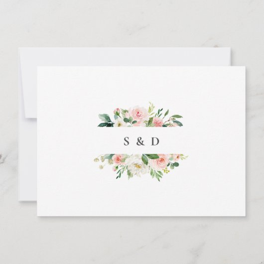 Aquarel Roze Blush Bloemen Bruiloft Handschrift Save The Date (Achterkant)