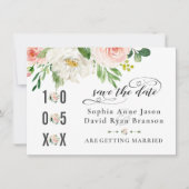 Aquarel Roze Blush Bloemen Bruiloft Handschrift Save The Date (Voorkant)