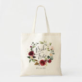 Aquarel Roze Bourgondië Bloemenkrans Bruid Stam Tote Bag (Voorkant)