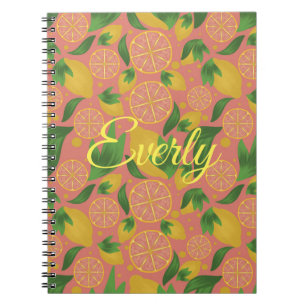 Aquarel Roze Citroen Fruit Persoonlijk Notitieboek