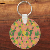 Aquarel Roze Citroen Fruit Persoonlijk Sleutelhanger (Achterkant)