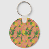 Aquarel Roze Citroen Fruit Persoonlijk Sleutelhanger (Achterkant)