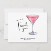 Aquarel Roze Cocktail Bruidsfeest Dank je Bedankkaart (Voorkant)