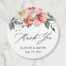 Aquarel Roze Crème Roos Bloemige Dank Je Bedankjes Labels