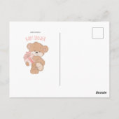 Aquarel Roze Eenvoudige Teddyshower voor Baby'tje Briefkaart (Achterkant)