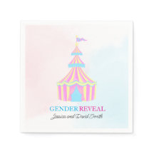 Aquarel Roze en Blauwe Circustent Geslacht Reveal