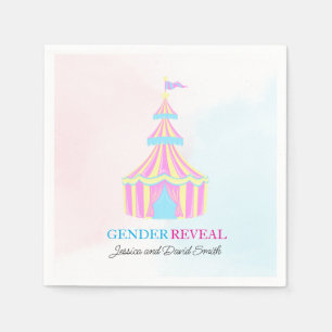 Aquarel Roze en Blauwe Circustent Geslacht Reveal Servet