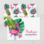 Aquarel Roze Flamingo Tropisch Dank Je Bedankkaart (Voorkant / Achterkant)