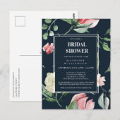 AQUAREL ROZE  FLORALE  BRUIDSSCHOON-UITNODIGING BRIEFKAART (Voorkant / Achterkant)