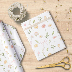 Aquarel Roze Gele Bloem Bloemmotief Cadeaupapier
