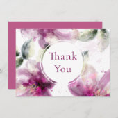 Aquarel Roze Lily Floral Dank u Bedankkaart (Voorkant / Achterkant)