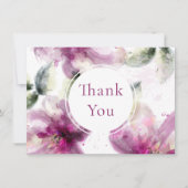 Aquarel Roze Lily Floral Dank u Bedankkaart (Voorkant)