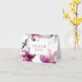 Aquarel Roze Lily Floral Dank u Kaart (Gele Bloem)