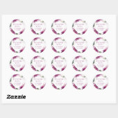 Aquarel Roze Lily Floral Dank u Ronde Sticker (Vel)