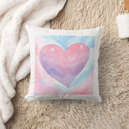 Aquarel Roze Paarse Hart Sierkussen