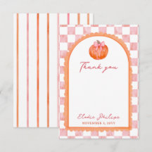 Aquarel Roze Pompoen Baby Shower Dankjewel