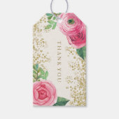 Aquarel Roze Rozen Bruiloft Favor Gift Hang Label Cadeaulabel (Voorkant)