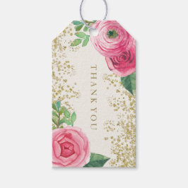 Aquarel Roze Rozen Bruiloft Favor Gift Hang Label Cadeaulabel