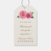 Aquarel Roze Rozen Bruiloft Favor Gift Hang Label Cadeaulabel (Achterkant)
