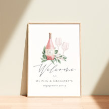 Aquarel Roze Wijn Botanisch Evenement Welkomstbord