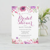 Aquarel Rozen Bloemen Bruidsdouche Invitation Kaart (Staand voorkant)