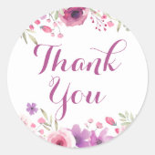 Aquarel Rozen Dank u Ronde Sticker (Voorkant)