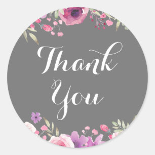 Aquarel Rozen Groen Dank u Ronde Sticker