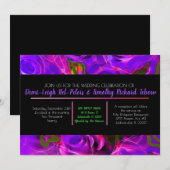 AQUAREL ROZEN ROZE NEON Trouw Uitnodiging (Voorkant / Achterkant)