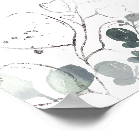 Aquarel Rozen Thee Bruiloft Welkom Bord Poster (Hoek)