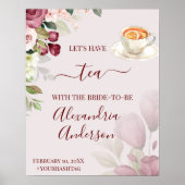 Aquarel Rozen Thee Bruiloft Welkom Bord Poster (Voorkant)