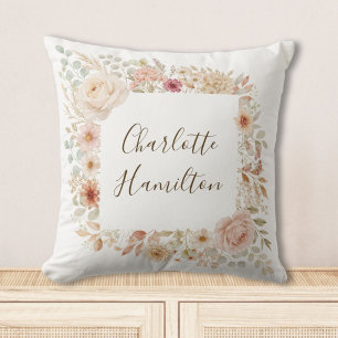 Aquarel Rozen Tuin Bloemstuk Persoonlijke Naam Kussen