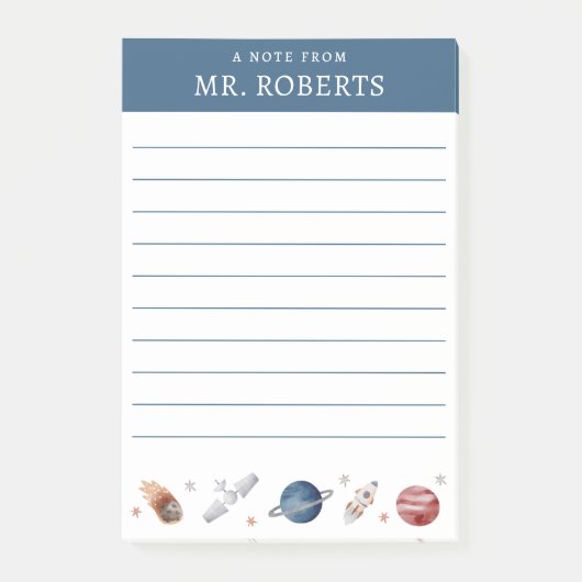 Aquarel ruimte- en planetenwetenschapdocent post-it® notes (Voorkant)