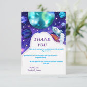 Aquarel Ruimtestation Baby Shower Bedankkaart (Staand voorkant)