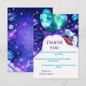 Aquarel Ruimtestation Baby Shower Bedankkaart (Voorkant / Achterkant)
