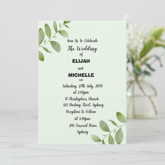 Aquarel rustiek blad kaart (Staand voorkant)